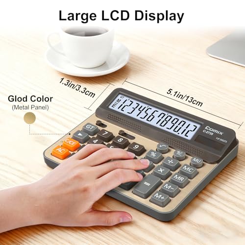 Comix Desktop Calculator, Large Computer Keys, 12 Digits Display, Champaign Gold Color Panel, C-2735 - Image 4
