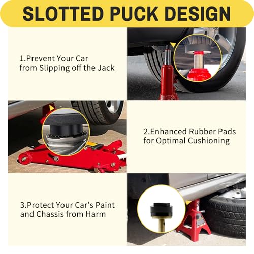 Image of Floor Jack Pad for BMW and Mini,Rubber Pinch Weld Jack Pad for BMW, Round Jack Stand Adapter, Slotted Frame Rail Protector for Circular Floor Jack and Jack Stand 4 Pack