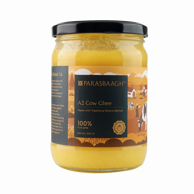 Image of Parasbaagh A2 Cow Ghee (500ml), Traditional Bilona Method A2 Cow Ghee, Grassfed, Pure & Healthy Desi Cow Ghee