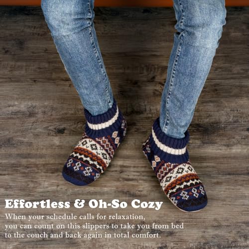 Mens Warm Slipper Socks with Grips, Fuzzy Indoor House Shoes Non-slip Sherpa Lined, Cozy Winter Cabin Slippers for Men Dad Husband Grandpa Boyfriend, Christmas Stocking Stuffers for Adults2