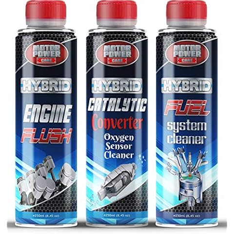 MotorPower Care Hybrid Engine Fuel Additive Engine Flush Catalytic Converter Cleaner Kit 3 cans Cover