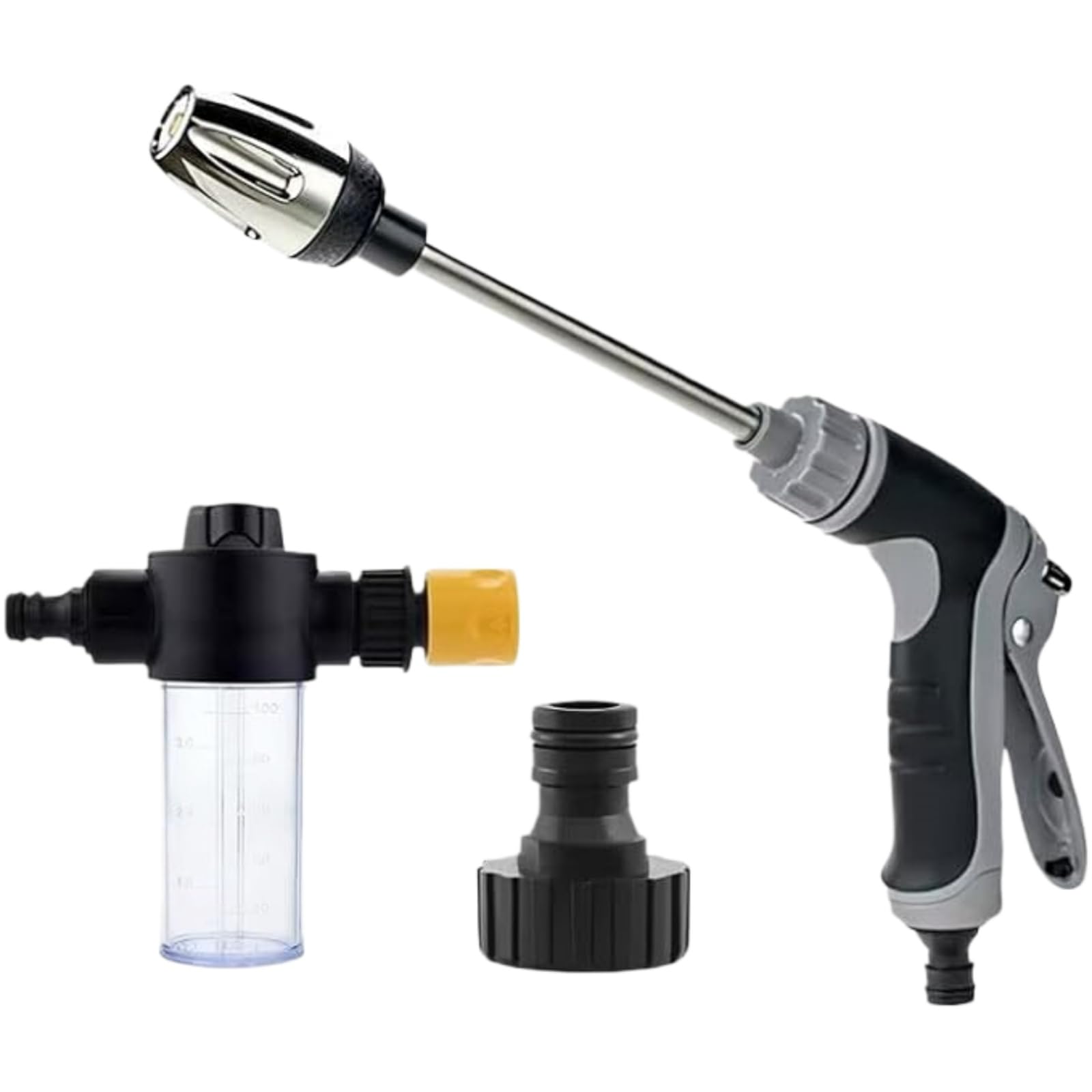 Qinux Aquoxis Pressure Washer Original - 360° Rotating, Quick and Easy Installation, for Patio, Car & Outdoor Surfaces (Grey-B)