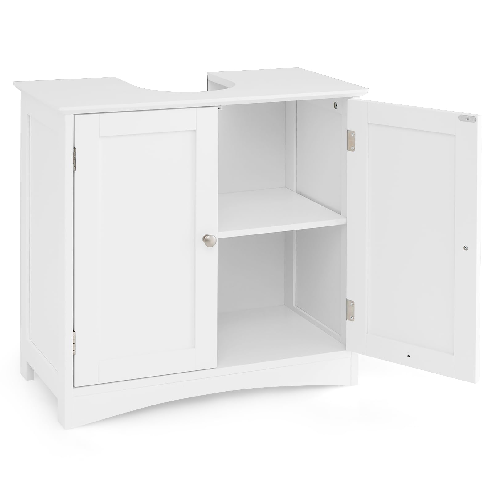LIFEZEAL Armadio U sotto lavabo, mobile 2 ante 2 ripiani, 60x30x60 cm, bianco (stile 3)