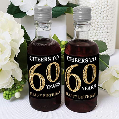 Calcomanías de 60 cumpleaños para botellas, celebra con alegría y estilo dorado 5