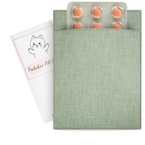 HIGHERHUMAN Peekaboo Pill Sleeve Cute Birth Control Case Soft Cotton Fabric Privacy Cover for Your Birth Control Pill Case Pouch for 4 x 3 Packets (Sage Green)