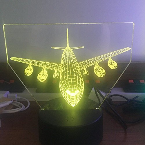 Creatieve 3D Vliegtuigen Nachtlampje USB Aangedreven Afstandsbediening Raak Schakelaar Decor Tafellamp 7/16 Kleur… - Afbeelding 3