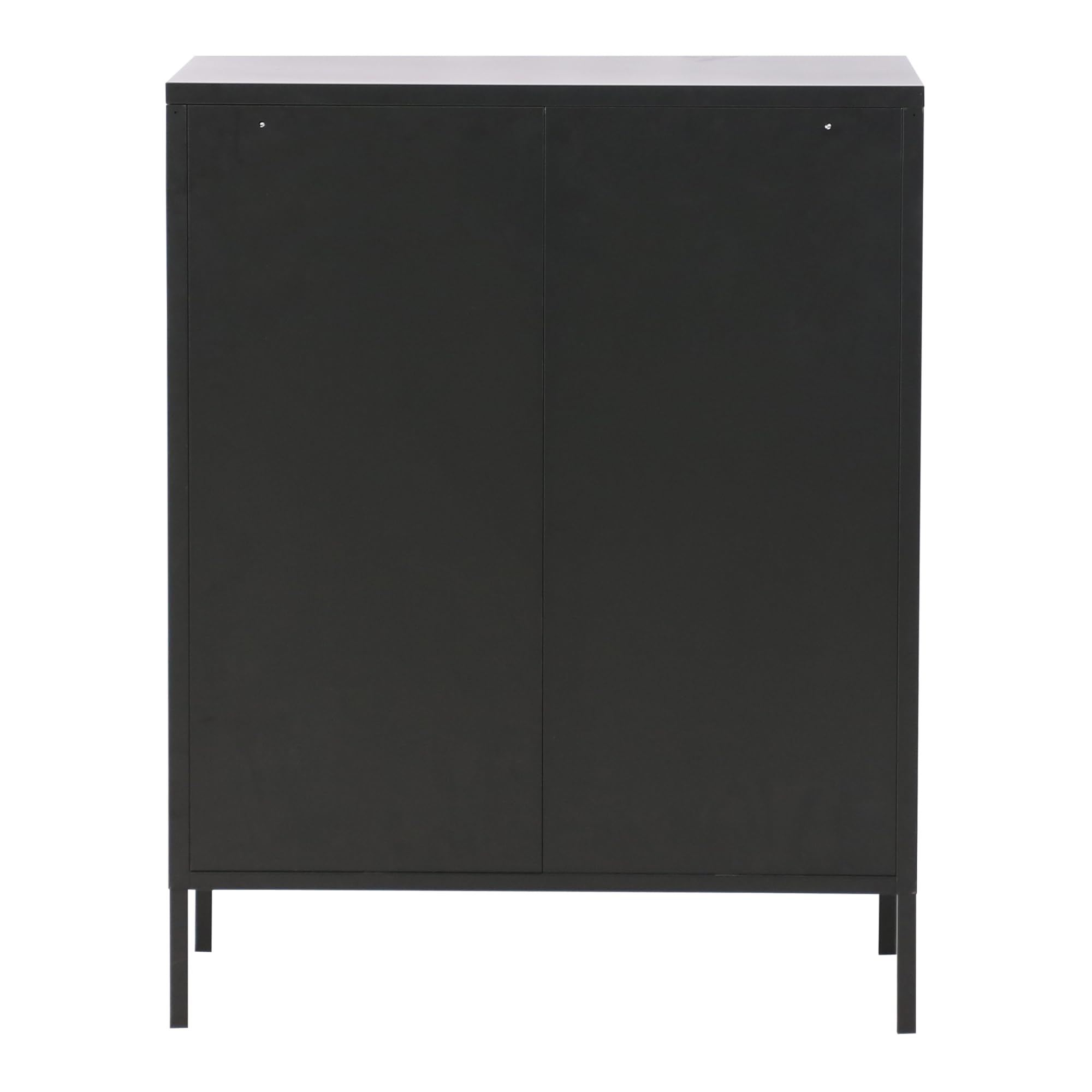 [en.casa] Aparador Mueble de Salón con 2 Estantes Mueble Auxiliar para Oficina Comedor Cocina con 2 Puertas de Celosía Decorativas y Acero 102 x 80 x 40 cm - Negro