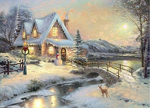 Life Is GoodLarge Festive Snowman Winter Christmas Snow Scene Light up LED Canvas/Picture 60 x 40cm