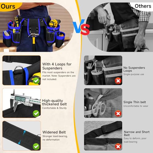 Tool Belt with 4 D-Rings and Magnets