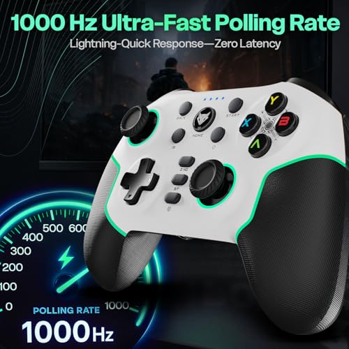 Image of EvoFox Elite X2 Pro Gaming Controller for PC, Android, TV, Switch Tri-Mode -2.4G /BT /Wired Gamepad, HallSense Magnetic Triggers & Joystick, 1000Hz Polling, RGB, Replaceable JoySticks,16h Battery-White