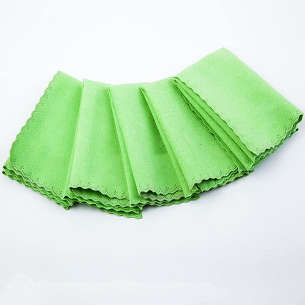 Alnicov 5 PCS Microfiber Polishing Cleaning Cloth for Guitar Violin Piano Clarinet Trumpet Sax Musical Instrument Green