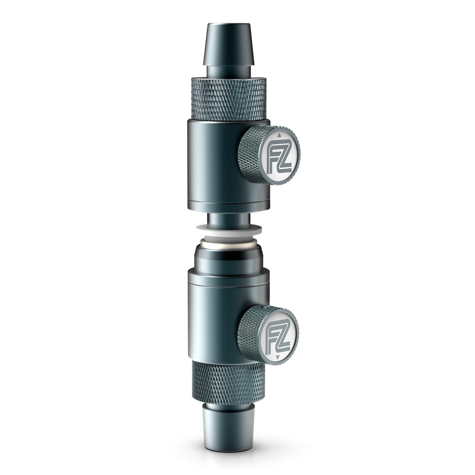 FZONE Aquarium-Schnellspanner, Doppelhahnanschluss aus Aluminiumlegierung mit integriertem Kugelhahn für Kanisterfilter (16 mm für 5/8 Zoll ID-Schlauch)