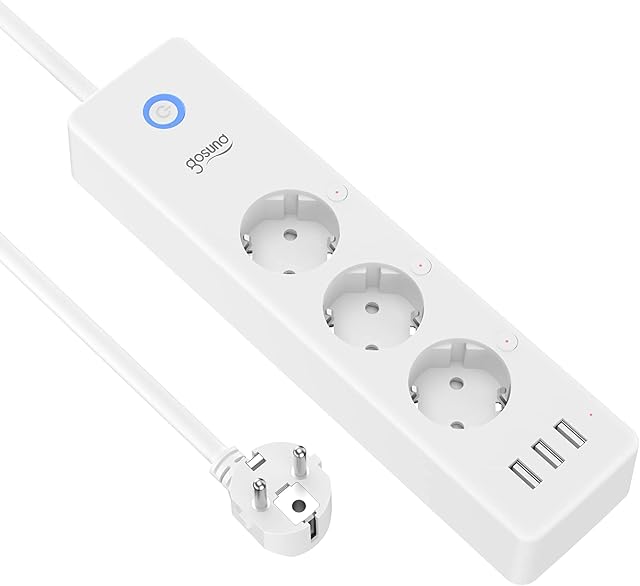 Listwa zasilająca Smart WLAN z 3 gniazdami AC, 3 USB, pojedynczo przełączana, ochrona przed przepięciem, pilot zdalnego sterowania, timer, kompatybilna z Alexa Google Home, 3-krotna listwa wtykowa,