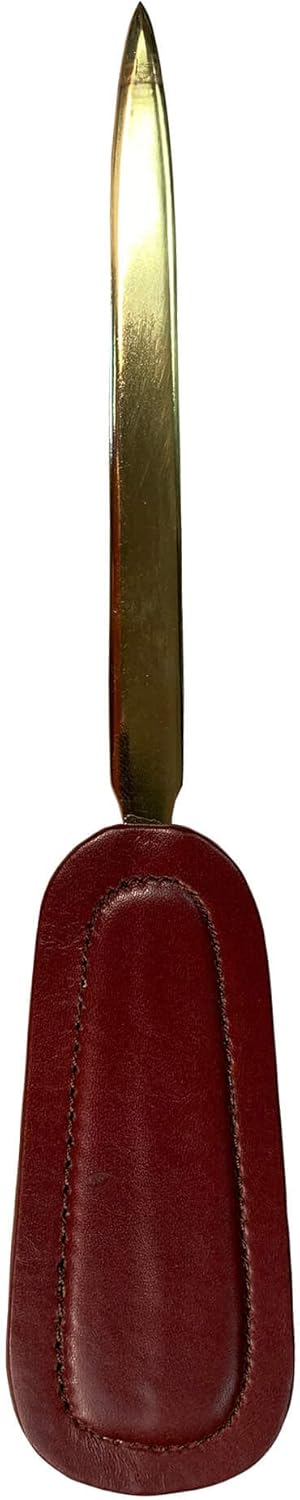 Dacasso Mocha Leather Letter Opener with Gold Blade (A3027)