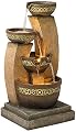 Four Bowl Modern Rustic Outdoor Cascading Floor Water Fountain with LED Light Faux Stone 41" for Yard Garden Patio Backyard Deck Home Lawn Porch House Exterior Balcony - John Timberland