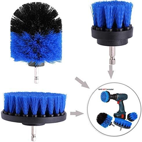 Sdreamland Electric Drill Cleaning Brush Drill Brush Power Scrubber 2” 3.5” 4” 3PCS Plastic Wire Scrubbing Brush for Cleaning Car Tires Carpet, Kitchen, Bathroom,Seats/Mat Blue Color