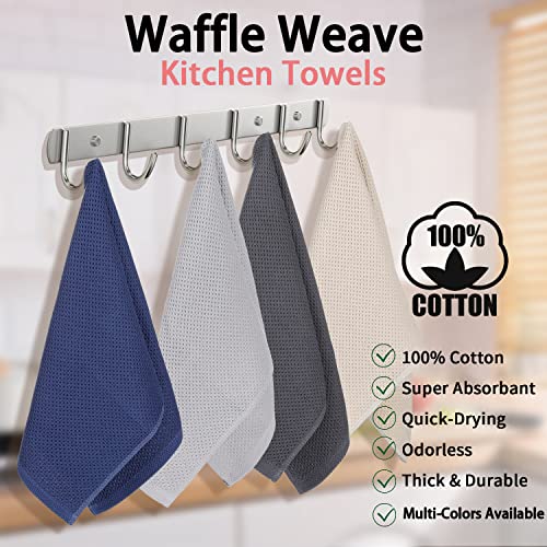 Cenebonxy 100% Cotton Waffle Weave Kitchen Towels, Soft And Absorbent Quick Drying Dish Towels For Kitchen, 13X28 Inches, 4-Pack, Dark Grey #TOP1