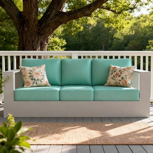 Image of LayinSun Oversized Aluminum Outdoor Furniture, 1 Piece Patio 3-Seat Sofa, Deep Seating and Upgraded 6-inch Cushions for Porch, Balcony, Deck