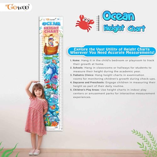 Image of GO WOO Life Cycle Chart and OCEAN HEIGHT CHART | Set of 2 charts 1 Educational + 1 Height Chart | An Interactive Combo for Curious Kids