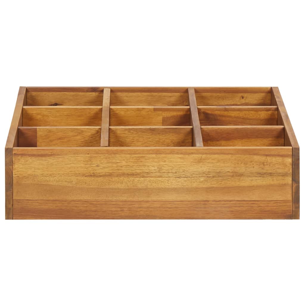 Lit Surélevé de Jardin à Herbes en Bois d'Acacia Massif, Carré Potager 9 Poches pour Plantes Aromatiques, Jardinière Robuste pour Intérieur et Extérieur, 60 x 60 x 15 cm