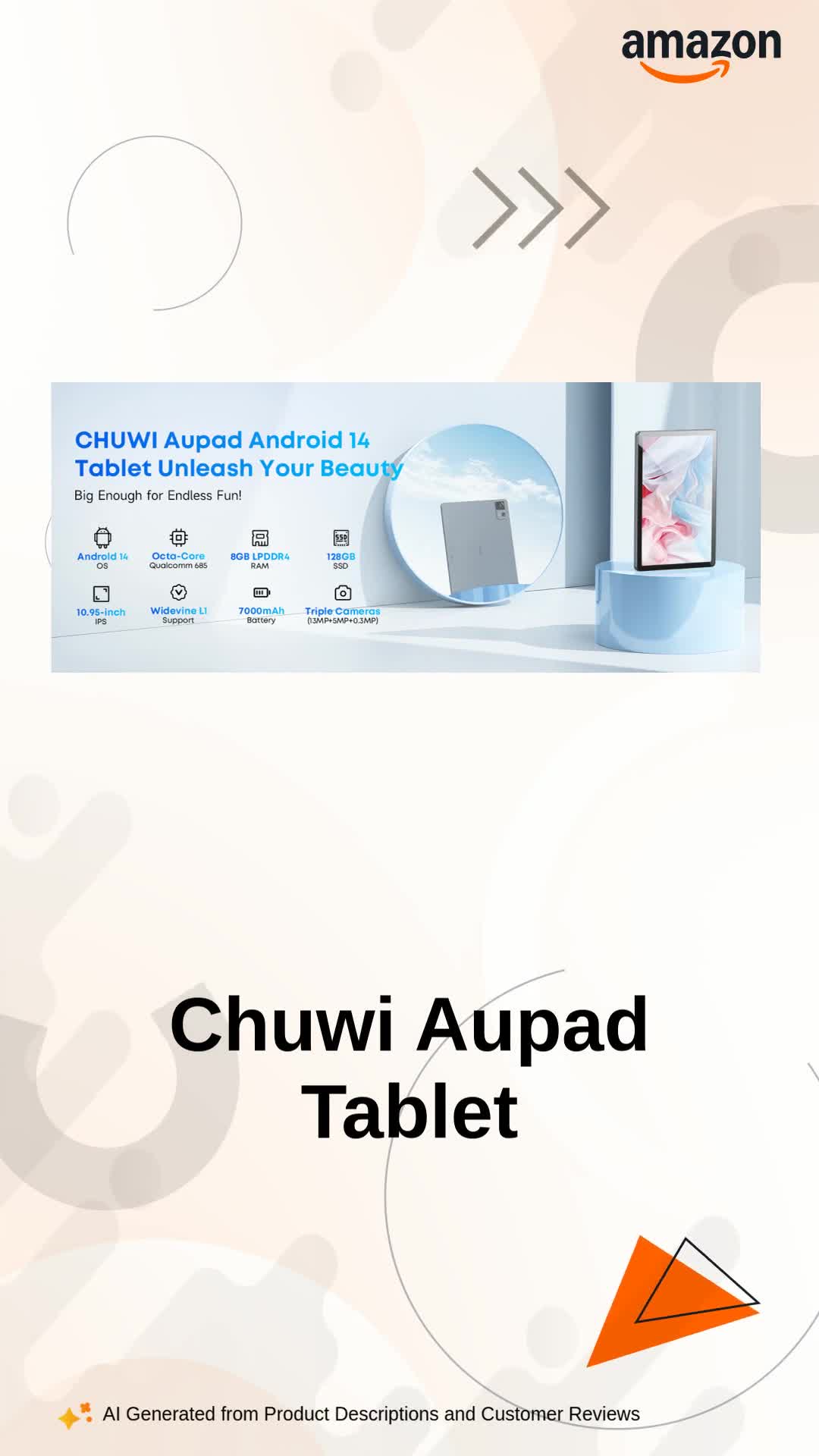 Chuwi Aupad Android 14 Tablet 10.95'', 128GB ROM 8GB LPDDR4