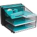 Office Desk Organizer Metal Mesh with 3 Paper Trays and 2 Vertical Upright Sections, Desktop File Holder for Letter Size A4, Folders, Stationary, and Desk Accessories