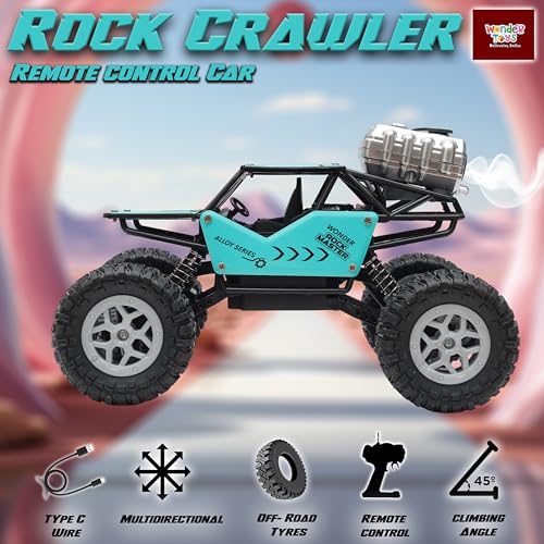 Image of Wonder Remote Control Rock Master /Crawler with Smoke, Monster Car for Kids Monster Truck Rock Climbing Car Toy for Kids | 2.4 GHz Remote with Long Range | C Type Charging | Made in India (Blue)