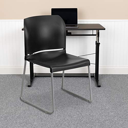 EMMA + OLIVER Black Guest Sled Chair