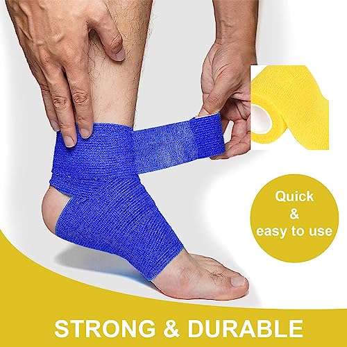 Disnace 12 Rolls Vet Wrap, 7.5cm x 4.5m Non-Woven Cohesive Bandages Breathable Stretchable, Assorted Colors Self-Adhesive Wrap Sticky Elastic Tape for Pets Human Wrist, Ankle Sprains, Swelling - Image 6