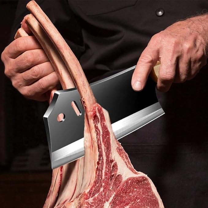 Image of 7.2-inch Meat Cleaver Knife, Butcher Knife, Boning Knife High Carbon Stainless Steel,Restaurant, Meat Cleaver Knife for Home,BBQ and Kitchen (1Piece, Black)