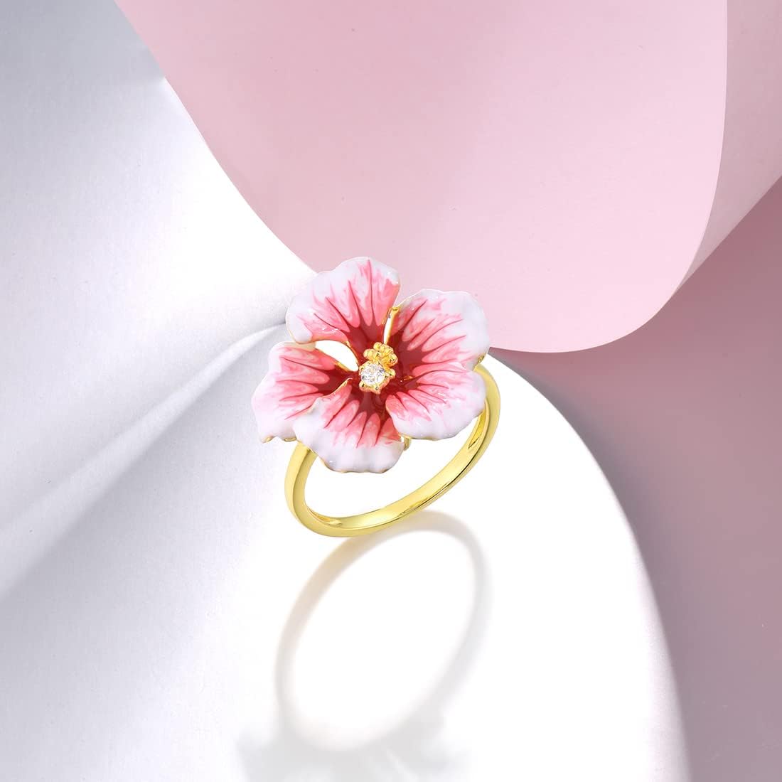 Santuzza 925 Sterling Silver Enamel Flower Statement Ring for Women - Image 3