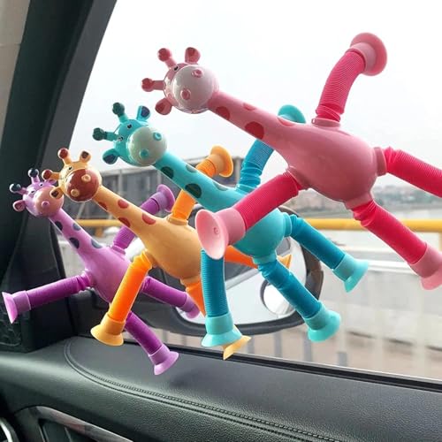 Image of Amitasha 3 Pcs Telescopic Suction Cup Giraffe Toys Shape Changing Pop Fidget Tubes Sensory Toys for Girls Boys
