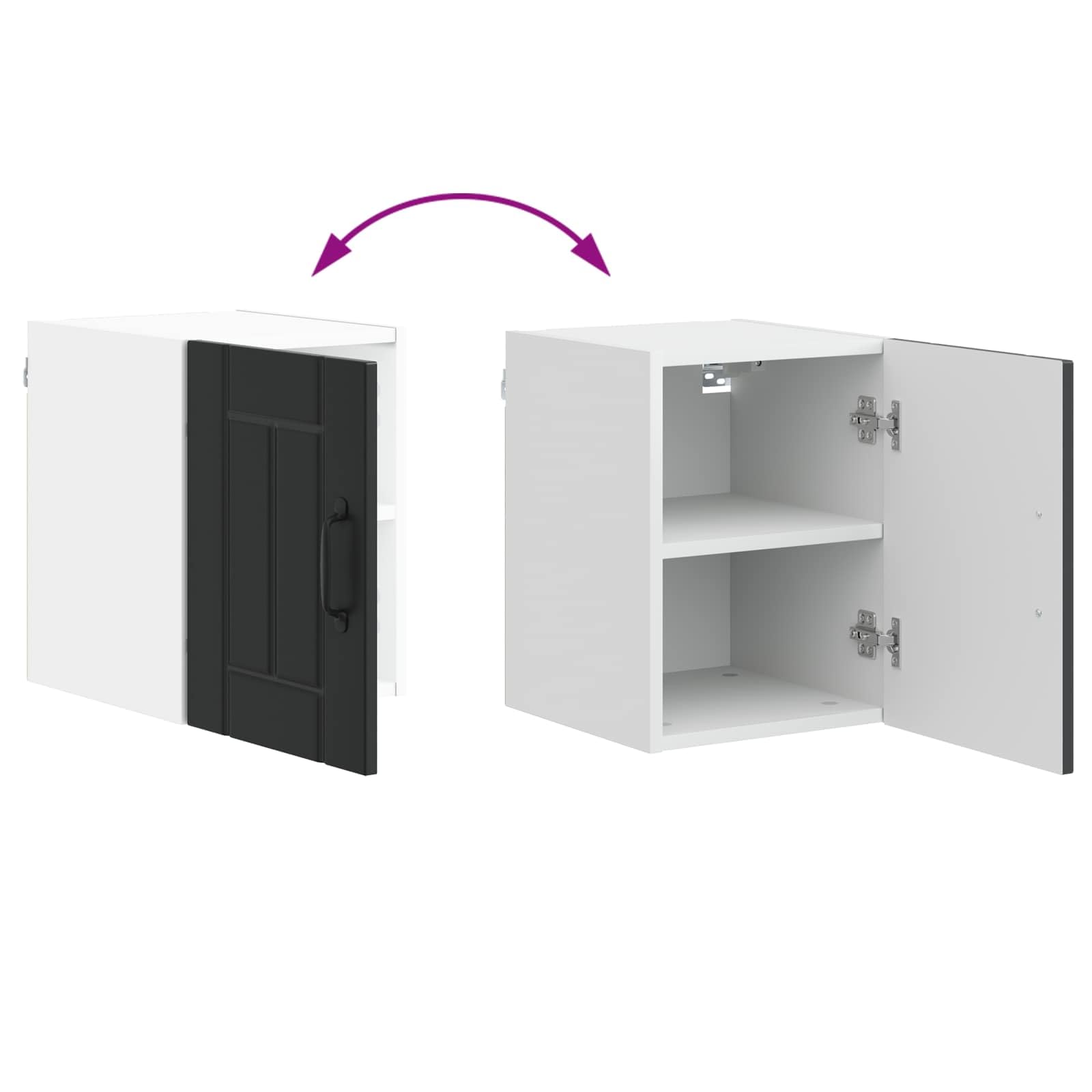 Wandschrank Lucca Schwarz Holzwerkstoff 30 x 31 x 40 cm mit Tür, Regalboden und Schublade für Küche Esszimmer Stauraum platzsparend Organizer