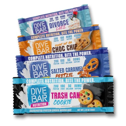 Dive Bar Nutrition Protein Bars | High Protein, High Fiber + 90mg Caffeine | High-Protein Energy...