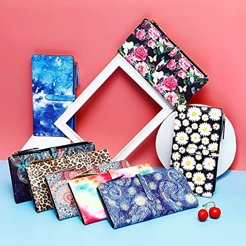 Slim Wallets for Women Credit Card Holder RFID Bifold Clutch Wallets Checkbook with Zipper Pocket 6