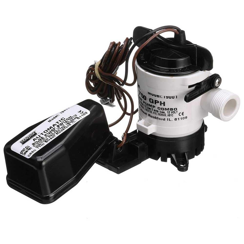 Seachoice Bomba de achique automática con interruptor de flotador, 750 GPH, tamaño de manguera de 3/4 pulgadas