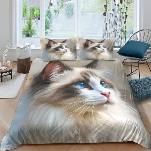 Housse de couette chat 200x200 parure lit microfibre - 4