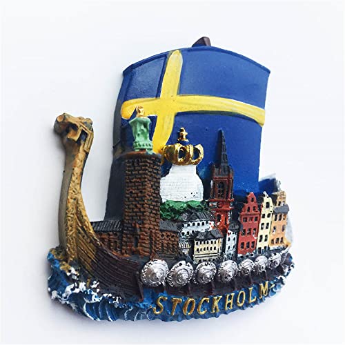 Imán decorativo 3D barco pirata Stockholm 7x6.8 cm miniatura 3