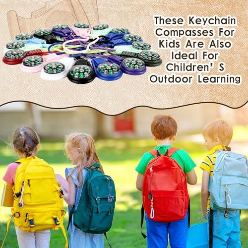 54 piezas mini brújula de supervivencia en lote, brújula pequeña de bolsillo para camping, senderismo, pulsera para niños, colores surtidos miniatura 5