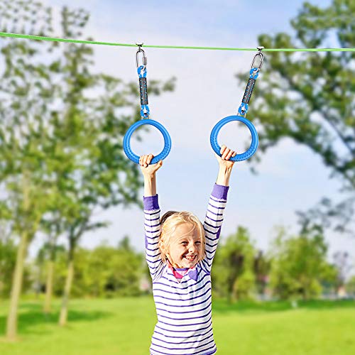 BeneLabel 2 Pack of Ninja Line Gymnastic Rings,Monkey Ring Outdoor Backyard Ninja Line Accessories Set,Swing Bar Rings Obstacle Course for Training Equipment for Kids,1000LB Capacity