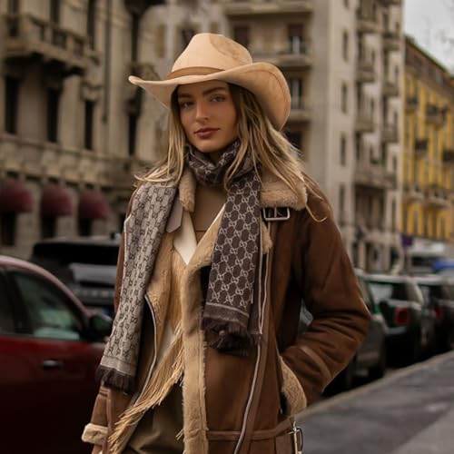 Image of 2 Pack Western Cowboy Hats for Women Men 2 Different hat Bands | Classic Felt Wide Brim Costume Cow Boy Hat Curved Brim Cowgirl Hat
