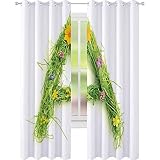 Rideaux de fenêtre réduisant le bruit - Thème rustique - Motif : « Life in the campagne » - Avec fleurs capitales en fleurs - 238 x 213 cm - Pour salle à manger - Multicolore