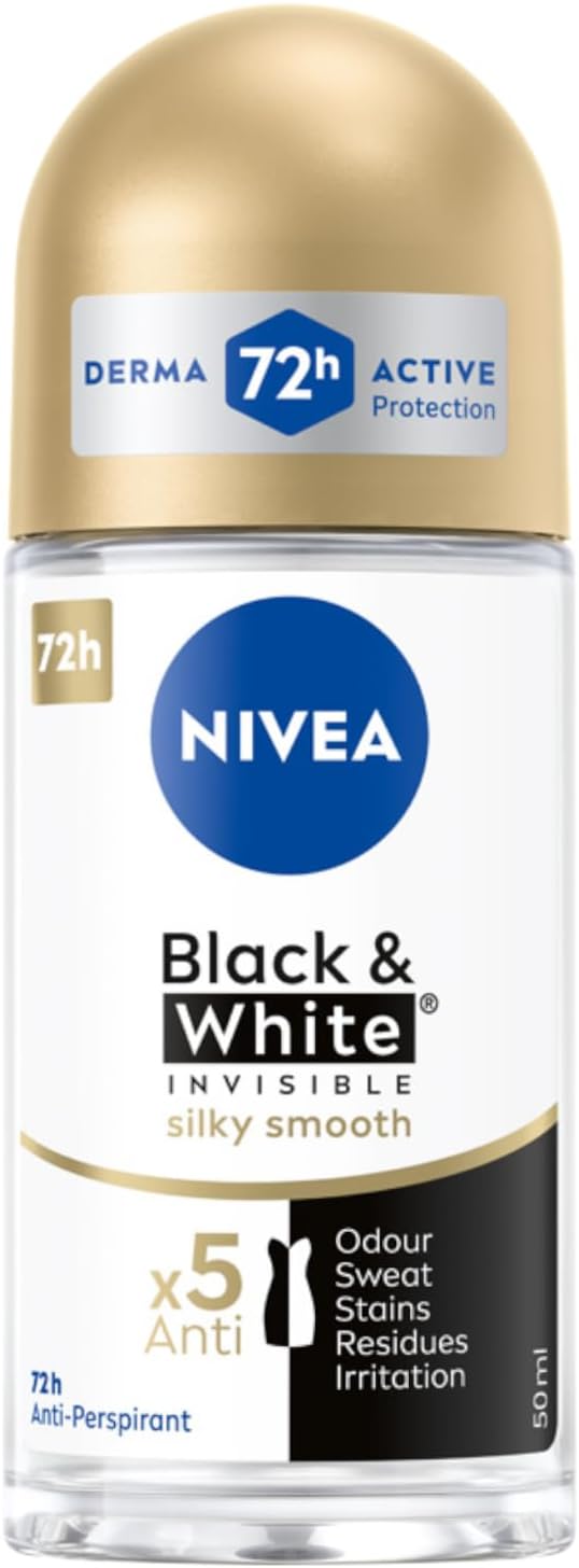 NIVEA Black&White Invisible Silky Smooth Damski Antyperspirant w kulce 72h ochrony 50 ml