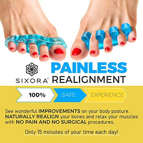 Sixora Premium Gel Toe Separators For Overlapping Toes, Toe Straighteners & Spacers, Hammer Toe & Bunion Corrector/Correct Your Toes Naturally! #TOP5