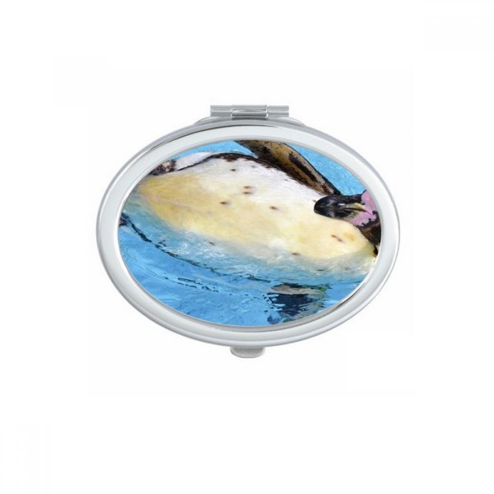 Miroir de poche de maquillage compact ovale motif pingouin antarctique pour sac à main