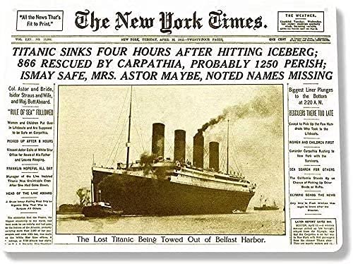 CCDR Vintage Metal Tin Sign Titanic Wreck News Headline Newspaper Retro Poster Bar Cafe Living Room Kitchen Garage Bathroom Home Art Wall Decoration Plaque Tin Signs 1 8Inch X 12Inch