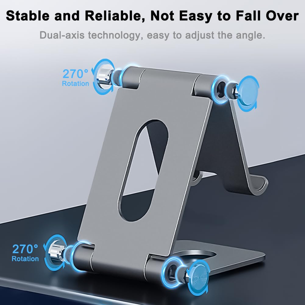 flintronic 2 stuks opvouwbare telefoonstandaard voor bureau, aluminium mobiele telefoonhouder, opvouwbaar en verstelbaar, compatibel met iPhone 15/14/13/12, HUAWEI, Samsung, iPad mini, alle