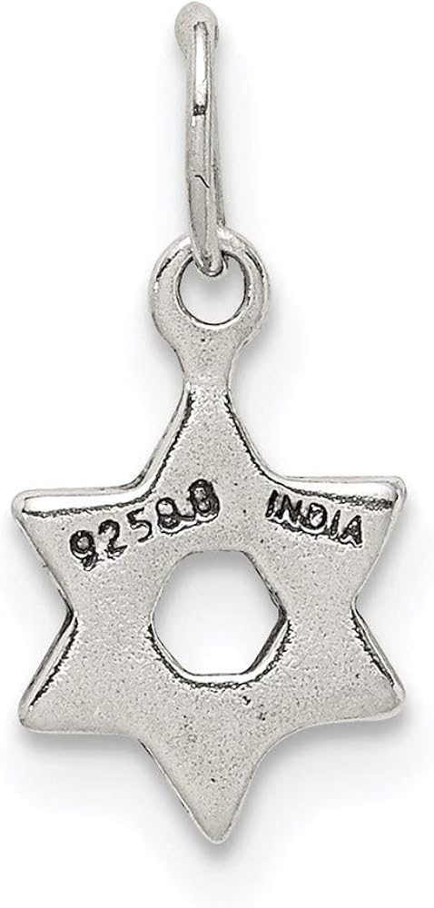Miniatura 4 de Abalorio de plata de ley pequeña con estrella de David de 0394in 0276in estilo QC5914