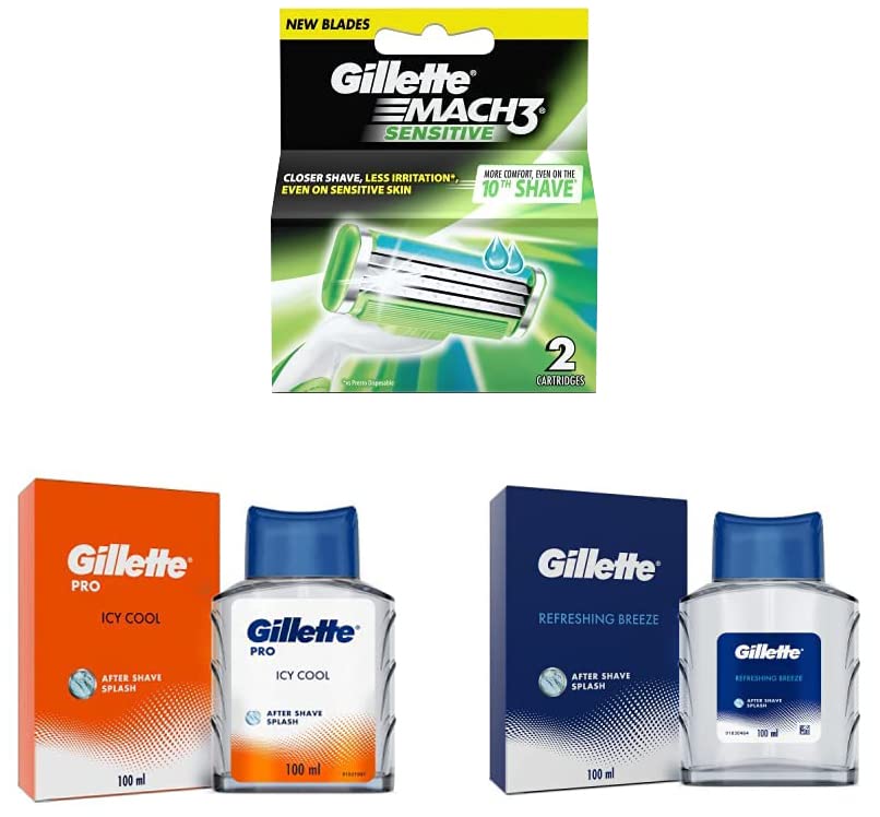 Gillette PRO AFTER SHAVE SPLASH ICY COOL 100ML, White & Gillette MACH3 Limited Edition Travel Pack (B0B9XQVBD1) Amazon Price History, Amazon Price Tracker