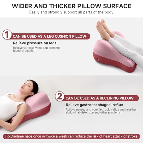 GDLKPS Multi-Position Wedge Pillow for Back Support,Multifunctional Positioning pad with Memory Foam can be Used for Heartburn, Acid Reflux, Back Pain, Neck Pain Relief. (Pink) — view 3